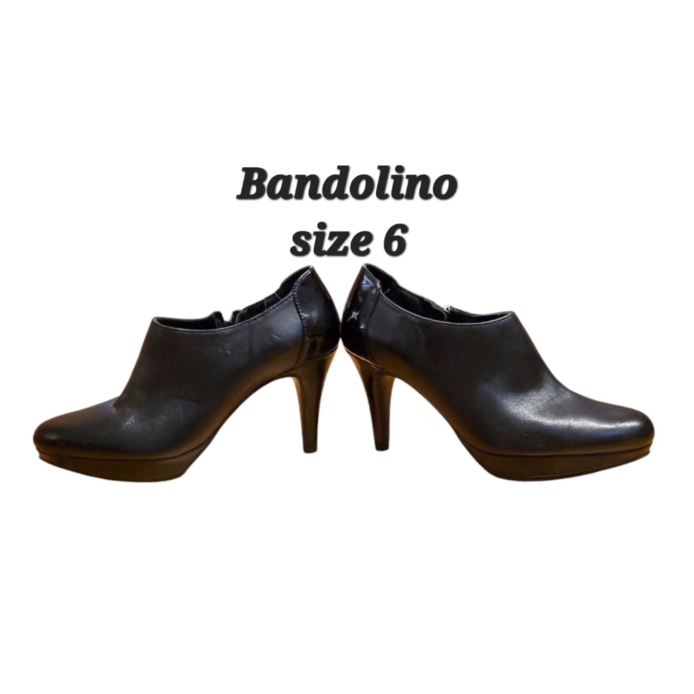 Bandolino Women's Black Heeled Leather Ankle Boots Ankle Booties sz 6 Women's‎